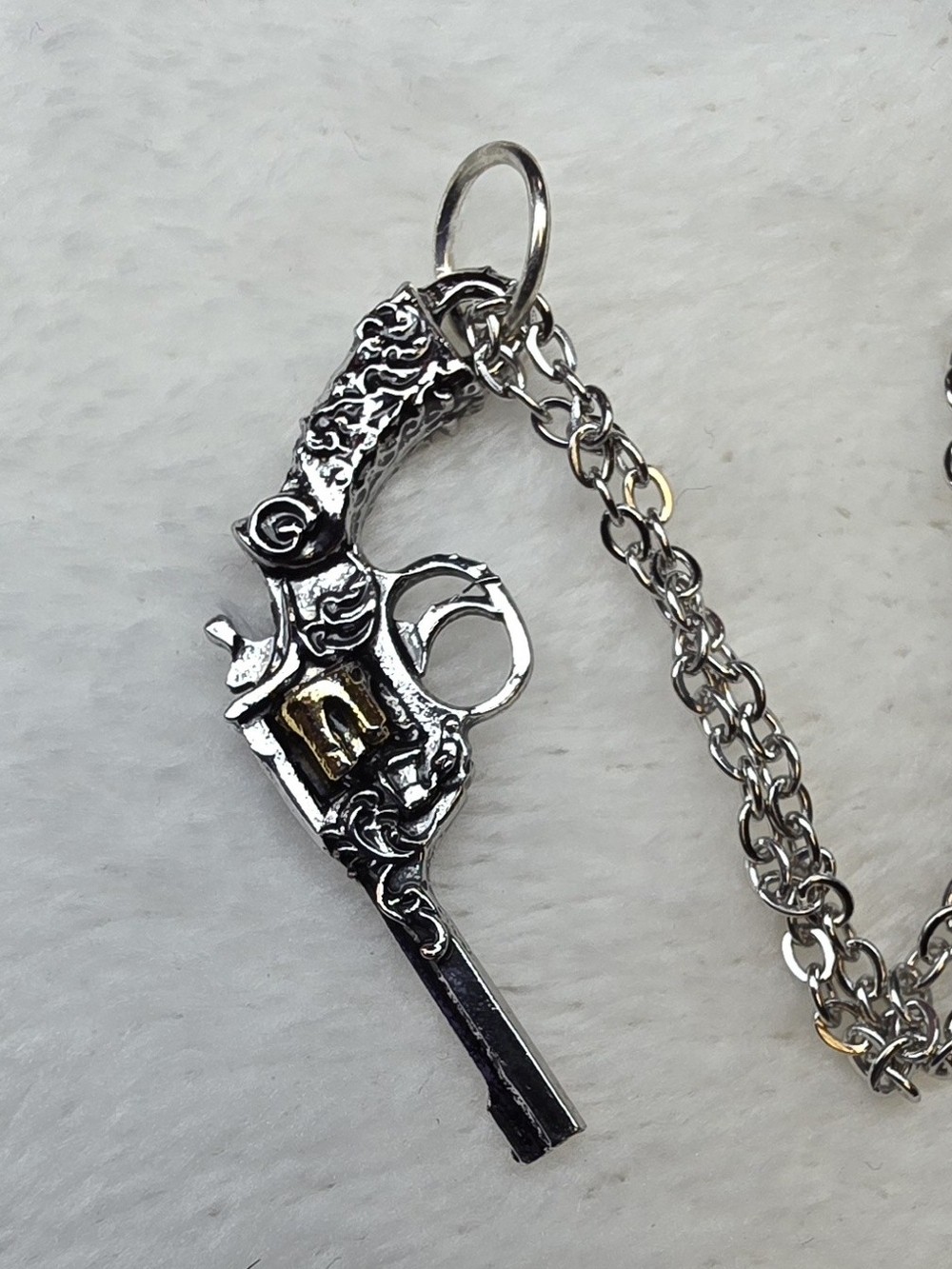 Revolver Pistol Gun Pendant Necklace